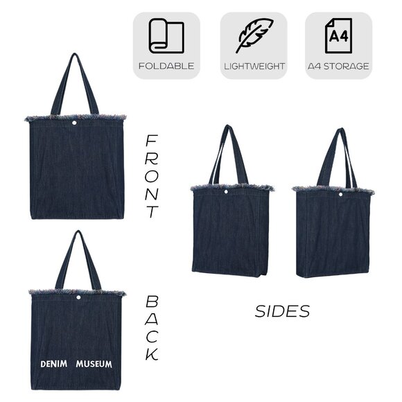 Brand New with Tag- Forest-Inspired Red Fringe Denim Tote Bag for Women - Picture 3 of 7